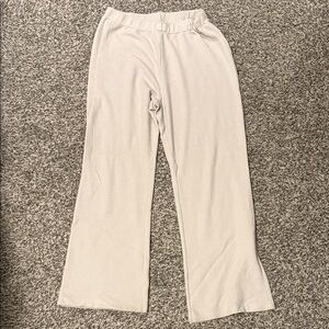 Women's Cream Wide-Leg Lounge Pants